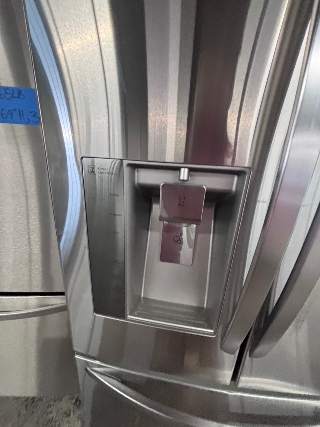 >LG French door Refrigerator counter depth stainless steel w/ ice water dispenser 36" #RTT624B