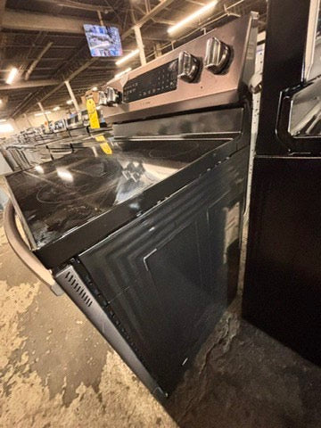 >Samsung glass top convection oven-electric range 220v 5 burner Tuscan color , warm zone bake broil fast boil ,used-Refurbished 30" #ESTQ55VB
