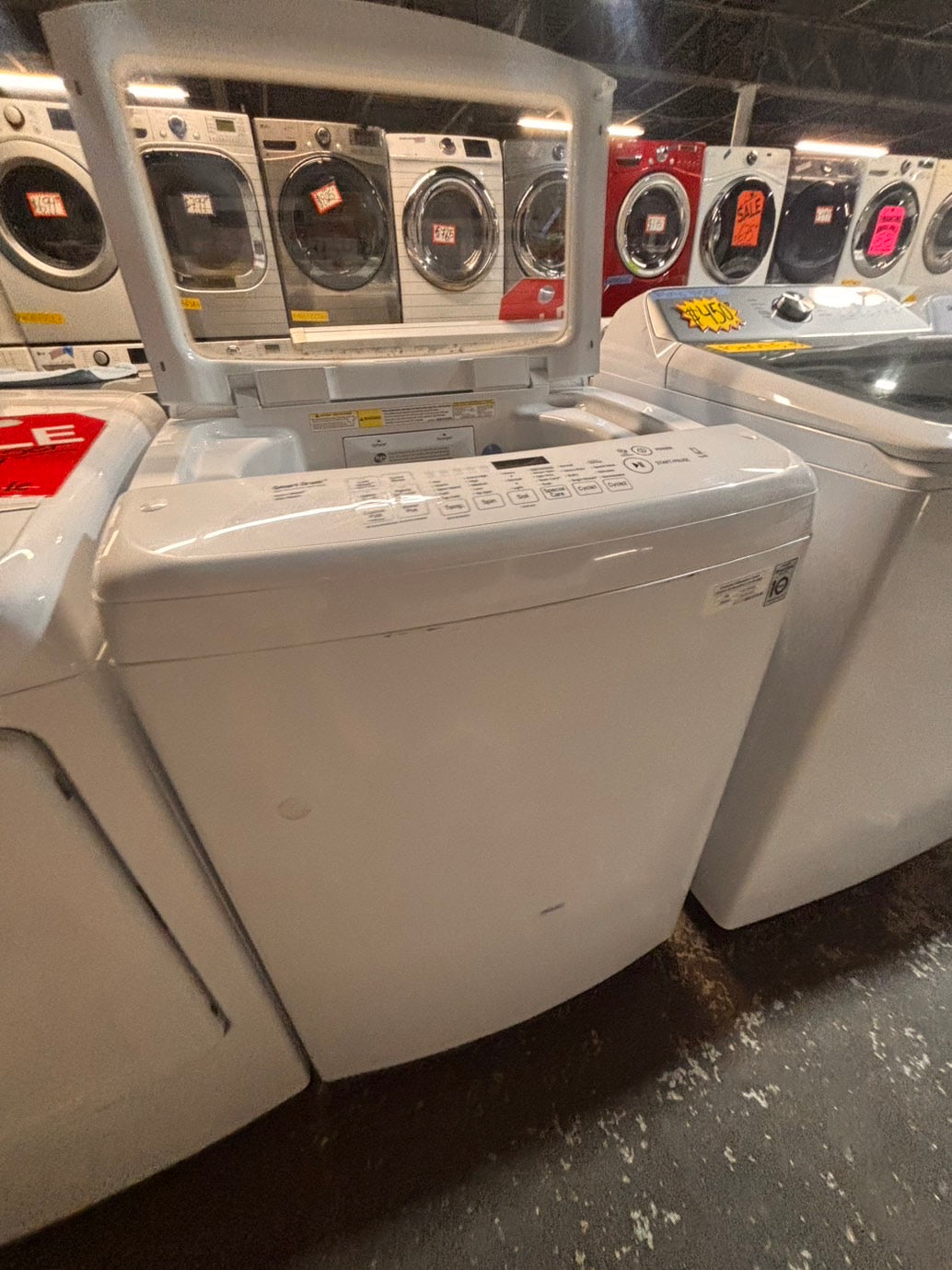 >*LG white  top top load washer large capacity & dryer set electric 220v side x side top load stainless steel drum white color used-refurbished #WYQ1ABB