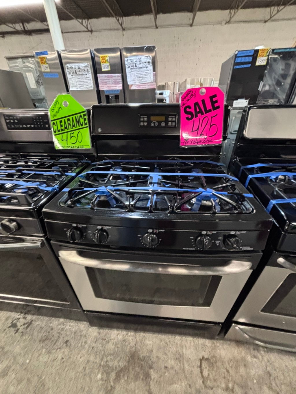 >*Sale🔥GE Gas range 5 burner convection oven bake ,broil Hi/Lo self clean in stainless steel used-Refurbished 30” #GSZQ7BB