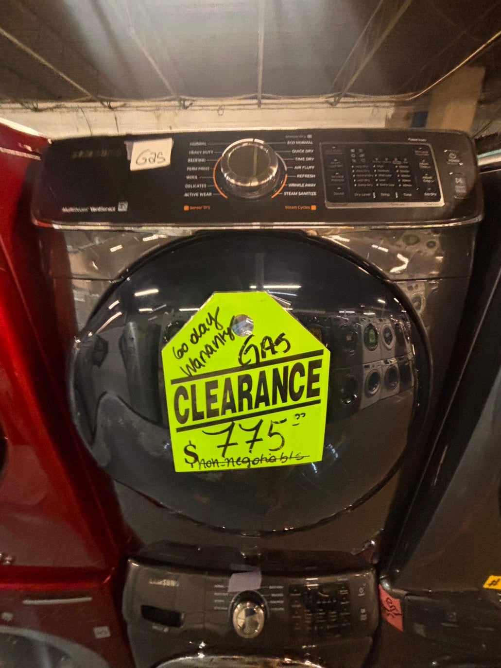 >*Mix & match Samsung dark gray  washer & gas dryer set front load stackable or side by side  27” in used Gas  -Refurbished #SGA23WBSET