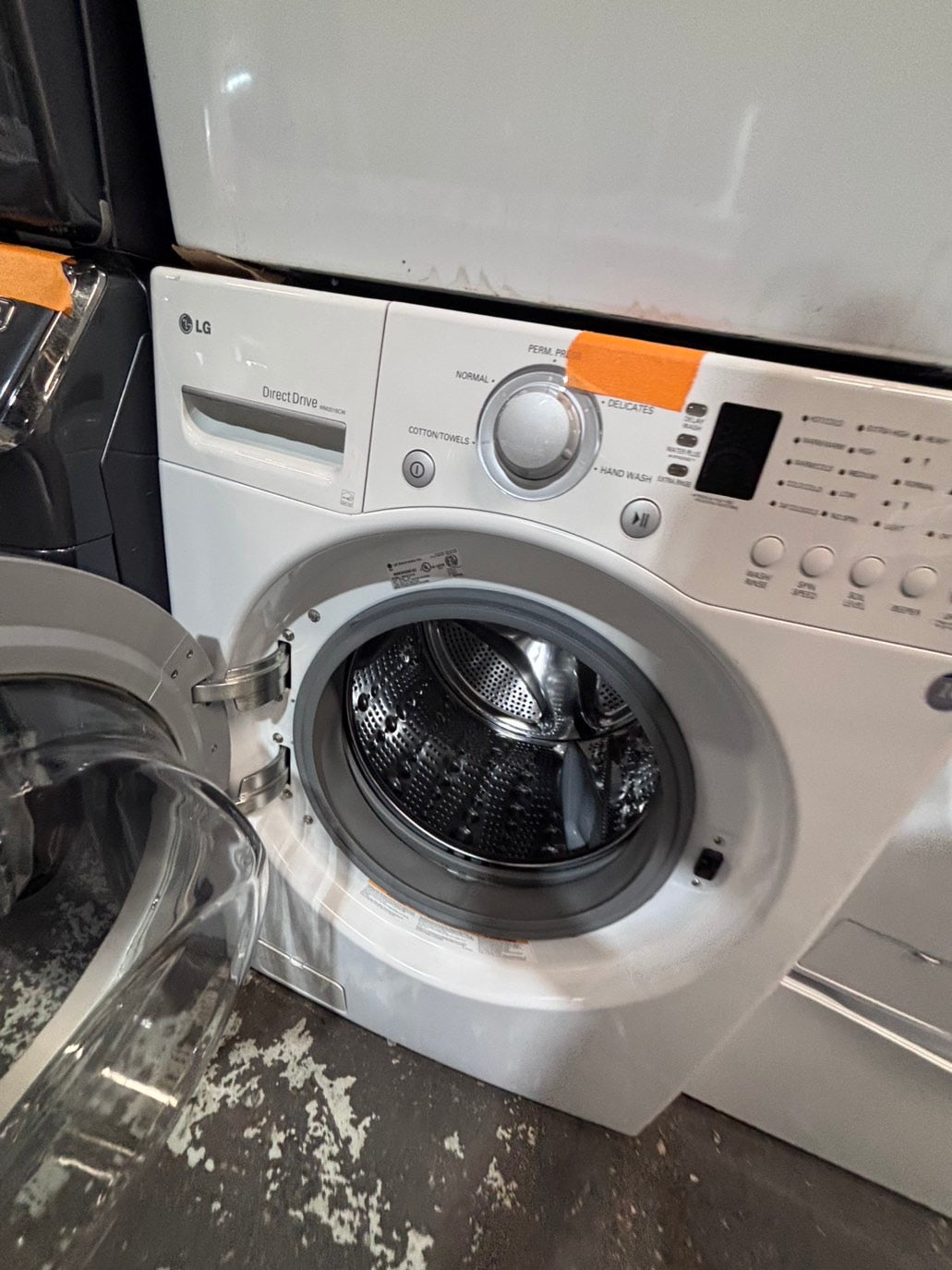 >*special 🔥LG GAS  washer large capacity& dryer steam set front load stackable or side by side white  27” in used-Refurbished #SFL3B6ET