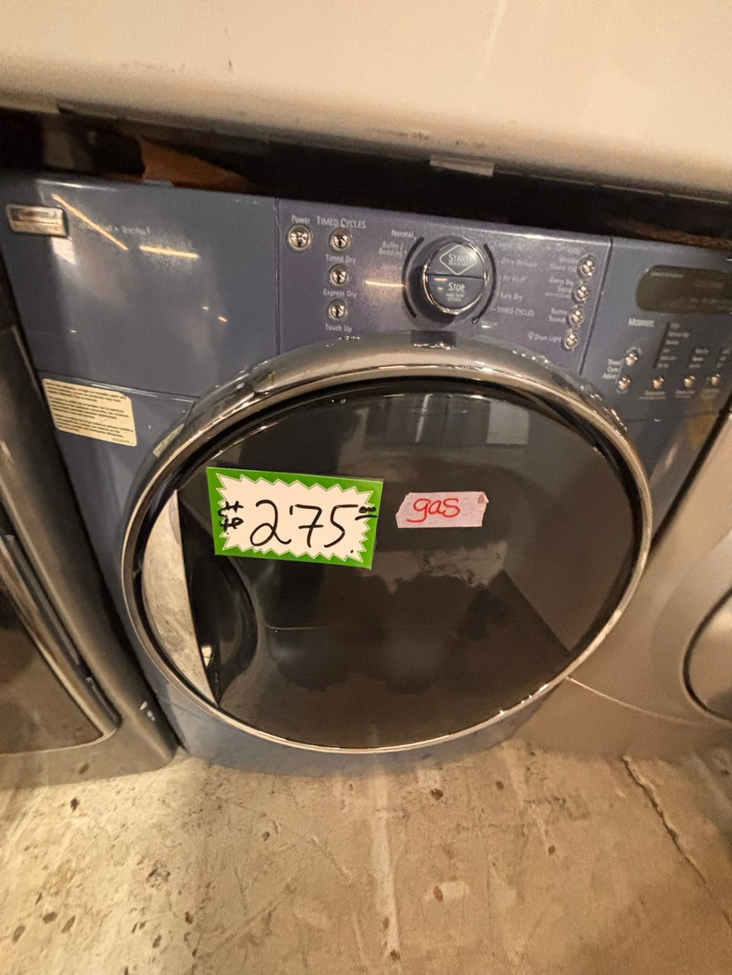 }}special Kenmore front load stackable GAS steam dryer sky blue color  27" working 💯 with warranty #GDX6FRB