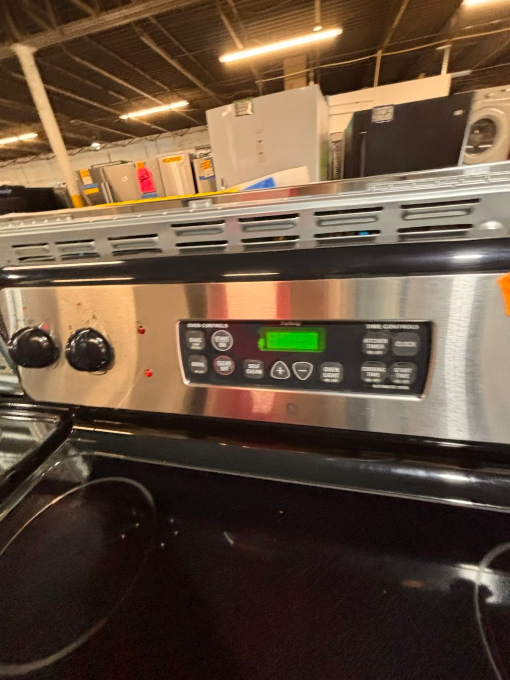 }}SPECIAL 🔥🔥GE electric 220v glass top range bake Broil roast self clean oven stainless steel working 💯  with warranty ! 30" used-Refurbished #GEA1Y71B