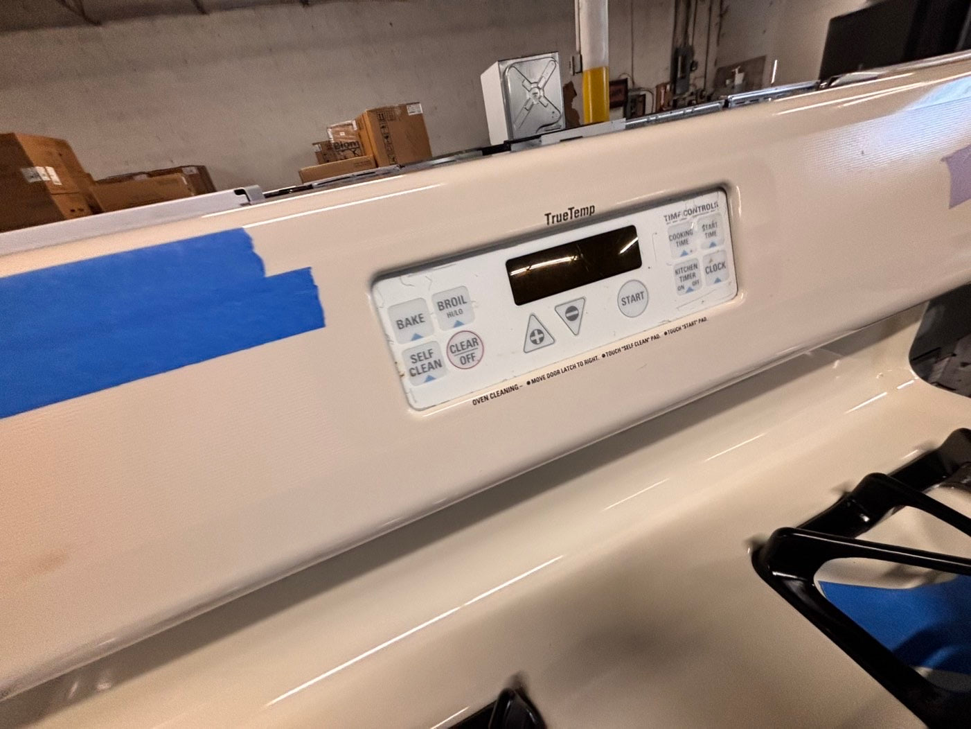 >special sale🔥GE Gas range 4 burner bake broil Hi/Lo self clean in off white used-Refurbished 30” #GEY94ZB