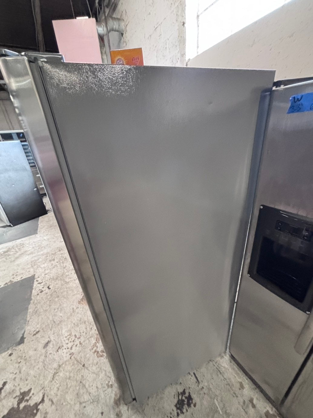 >*36” x 69h GE side by side Refrigerator and freezer stainless steel w/ice water dispenser 36” #SBTT7B