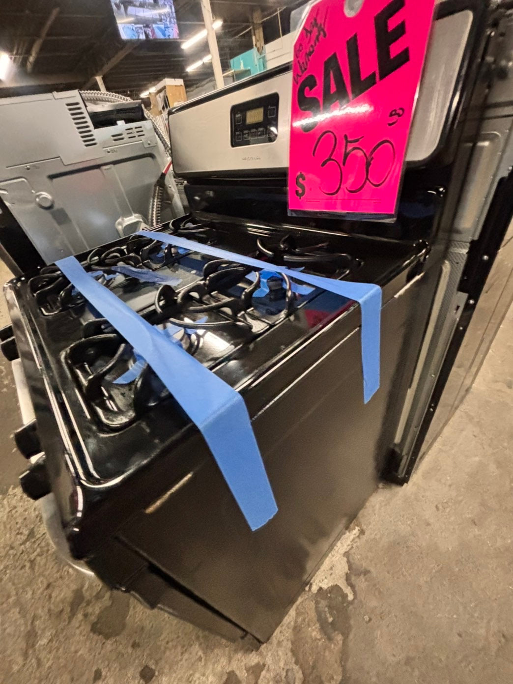 >frigidaire stainless steel Gas range 4 burner bake broil Hi/Lo self clean in stain used-Refurbished 30” #FGEZ23B