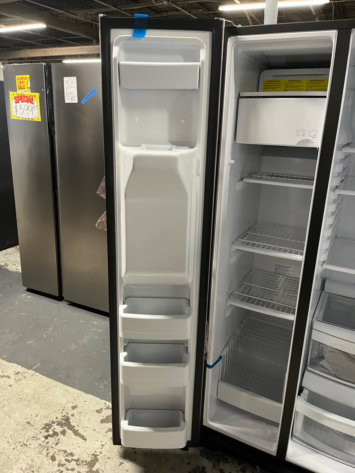 Open Box 📦 GE Side x Side Refrigerator stainless steel w/ice water dispenser  - Item number #RF631KB  36” in