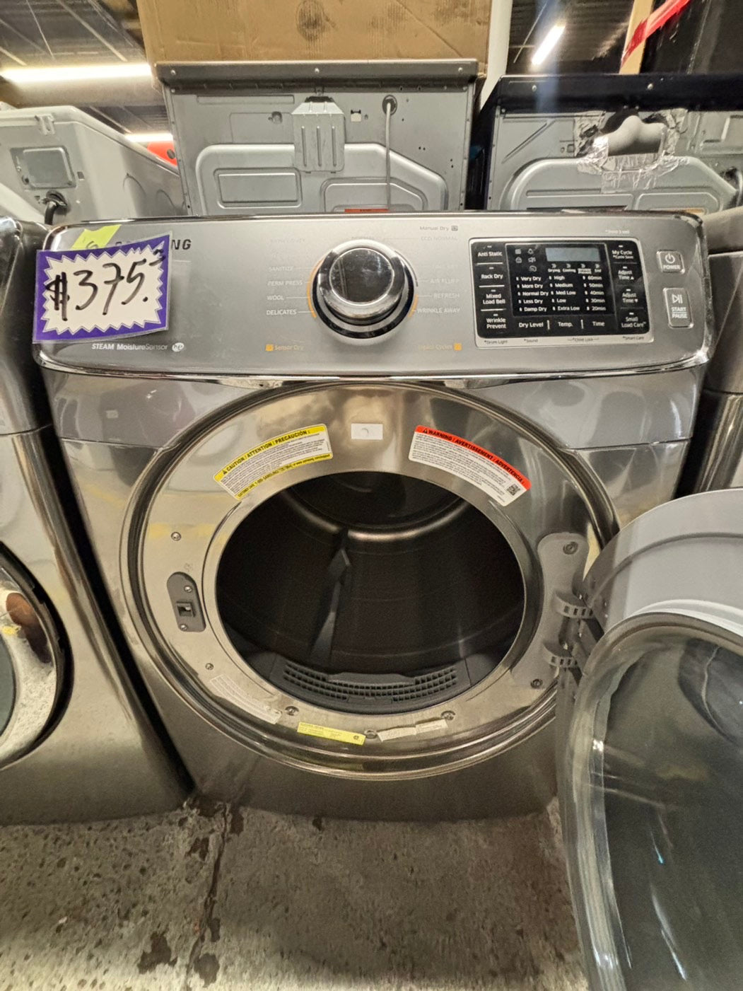 -Samsung steam silver-gray front load stackable Gas dryer stain drum large capacity #DG221B-TR