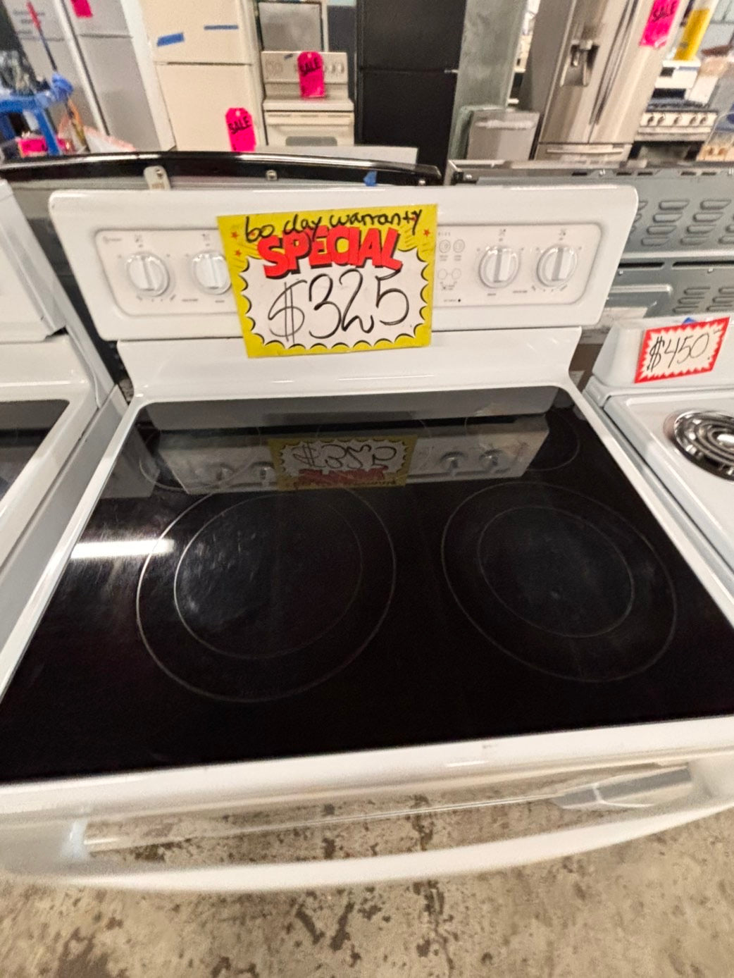 >special🔥whirlpool Glass Top electric stove white convection oven bake broil 5 burner Self clean 30” white Refurbished #EW3P21B