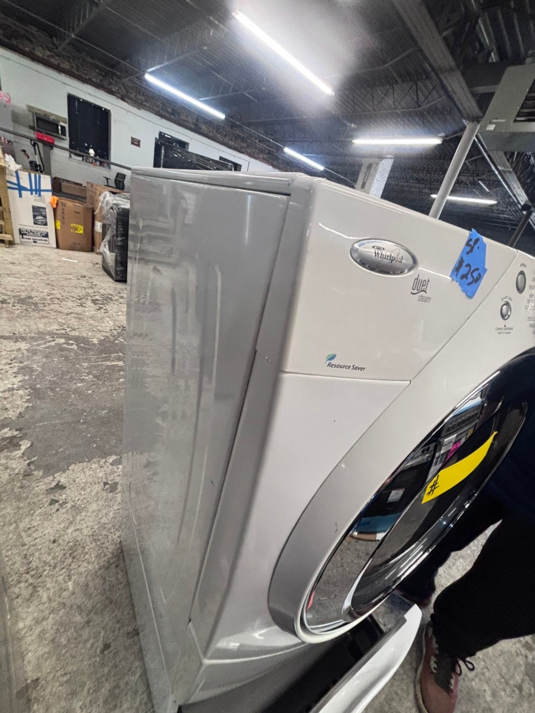 >*whirlpool Dryer electric 220v in white front load w/pedestal extra storage  drum large capacity 27" refurbished #EDV145B