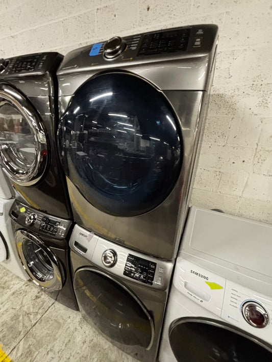 Samsung steam washer 4.5 cu ft & steam dryer 7.5 cu ft set electric 220v front load stackable or side by side -sensor dry He in silver  #WD9123JB