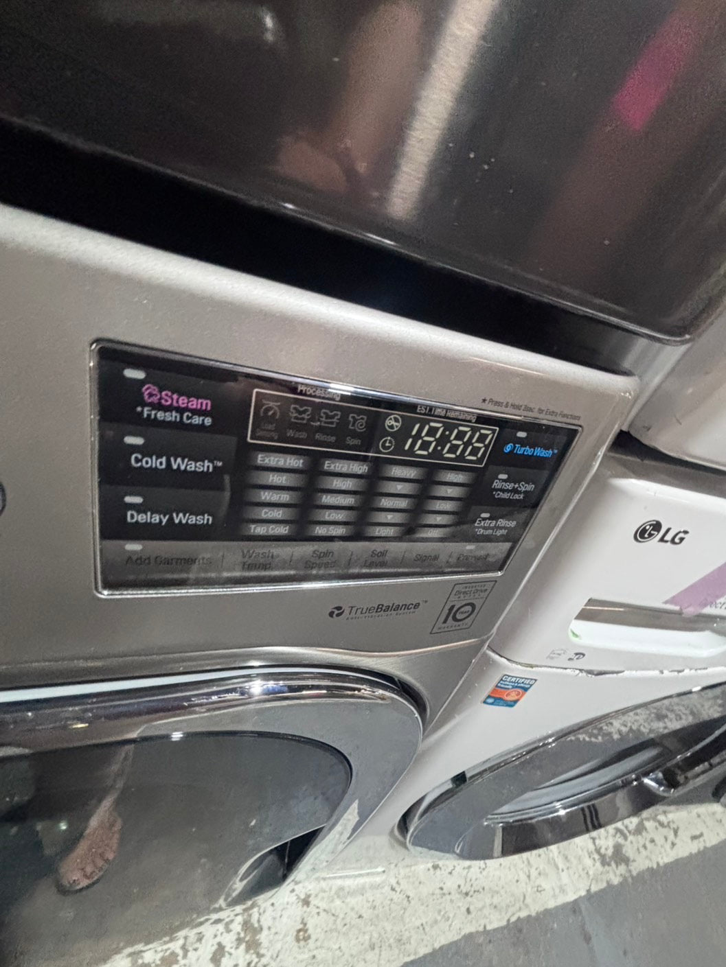 >*used great condition 29”refurbished LG steam washer & dryer mix & match set gas ⛽️ front load jumbo size stackable or side by side stainless steel drum 29" #WEA6G9B
