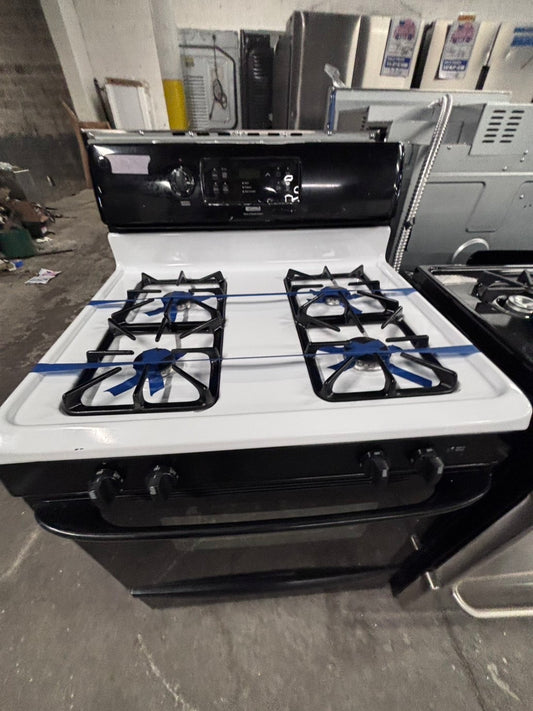 >*Sale🔥Kenmore Gas range 4 burner bake broil Hi/Lo self clean in  white & black , used-Refurbished 30” #ZQTN2B