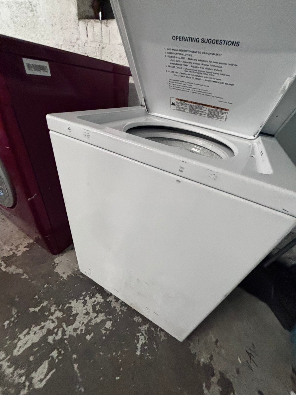 >*kenmore  stacked laundry center Electric 220v washer & dryer set used -in  white 24" #LWCY4B