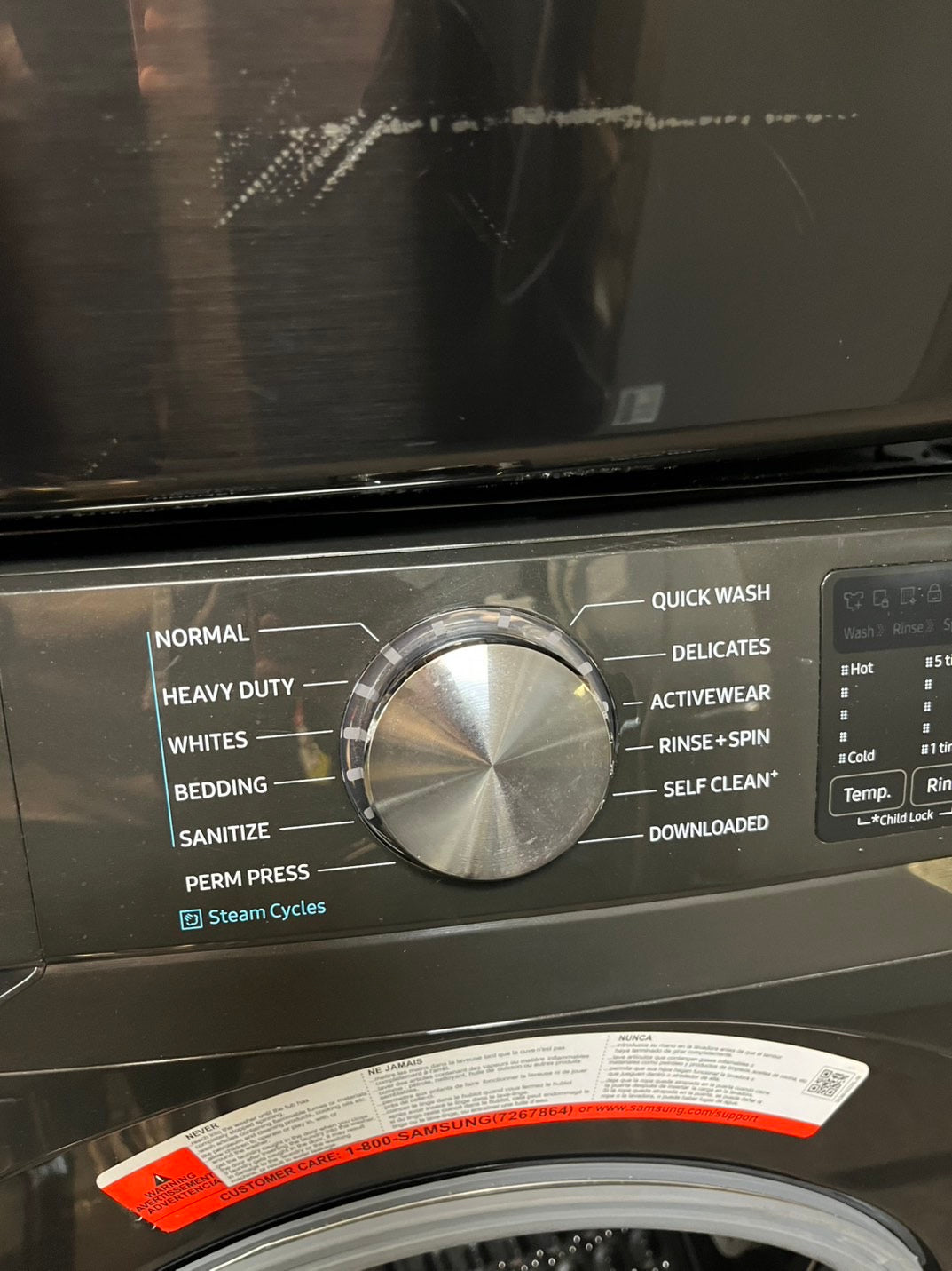 =Samsung 4.5 Cu. Ft. Stackable Front Load Washer in Black Steel with Steam cycles and super speed Steam refurbished  #LFW79BL