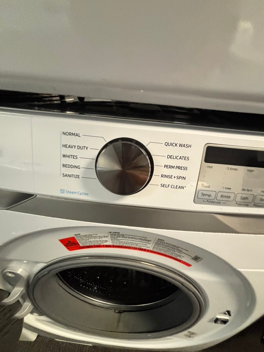 -Samsung steam white color washer 4.5 cu ft & steam dryer 7.5 cu ft set electric 220v front load stackable or side by side -sensor dry HE  #WD1921VL