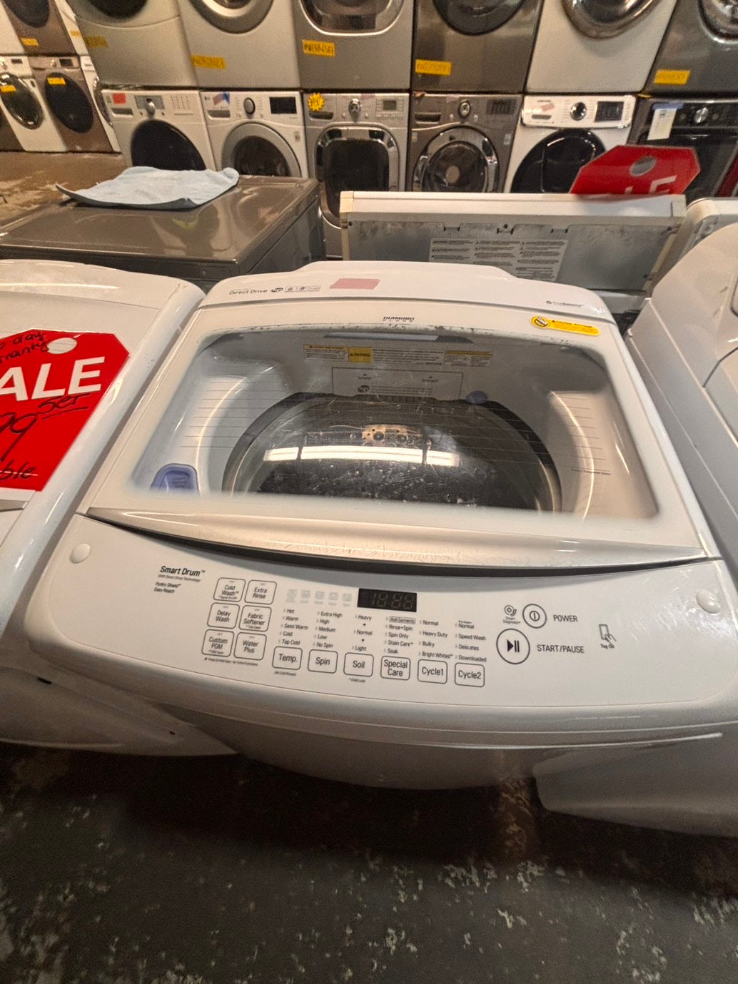 >*LG white  top top load washer large capacity & dryer set electric 220v side x side top load stainless steel drum white color used-refurbished #WYQ1ABB