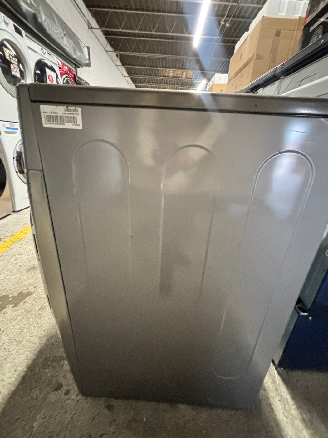 -LG steam front load stackable GAS dryer stainless steel drum in gray color 27" #ED413GB