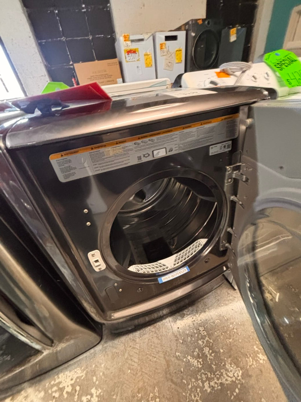 }} gray used washer & new open box dryer LG mega capacity gray front load  stackable or side by side  29” wide , used-Refurbished #MCP21WB