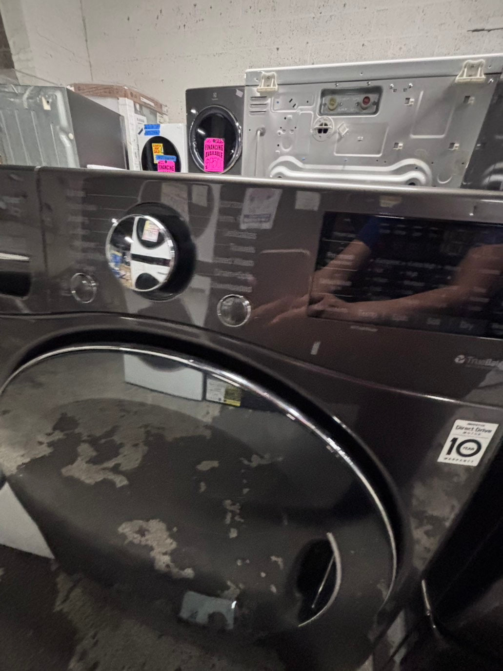 >*LG front load steam washer dark gray 4.5cu.ft large capacity stainless steel drum used-refurbished #FWDG15B