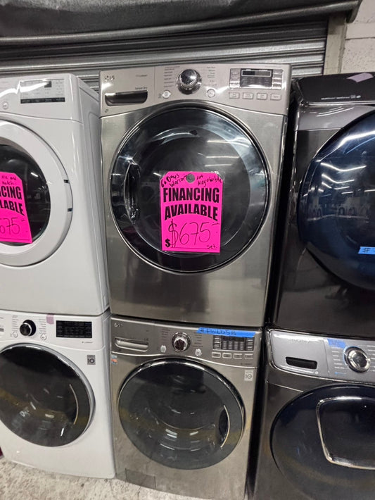 >💥LG steam washer 4.5 cu ft & dryer 7.5 cu ft set electric 220v front load stackable or side by side - sensor dry He in silver gray  #FWLD5BSET