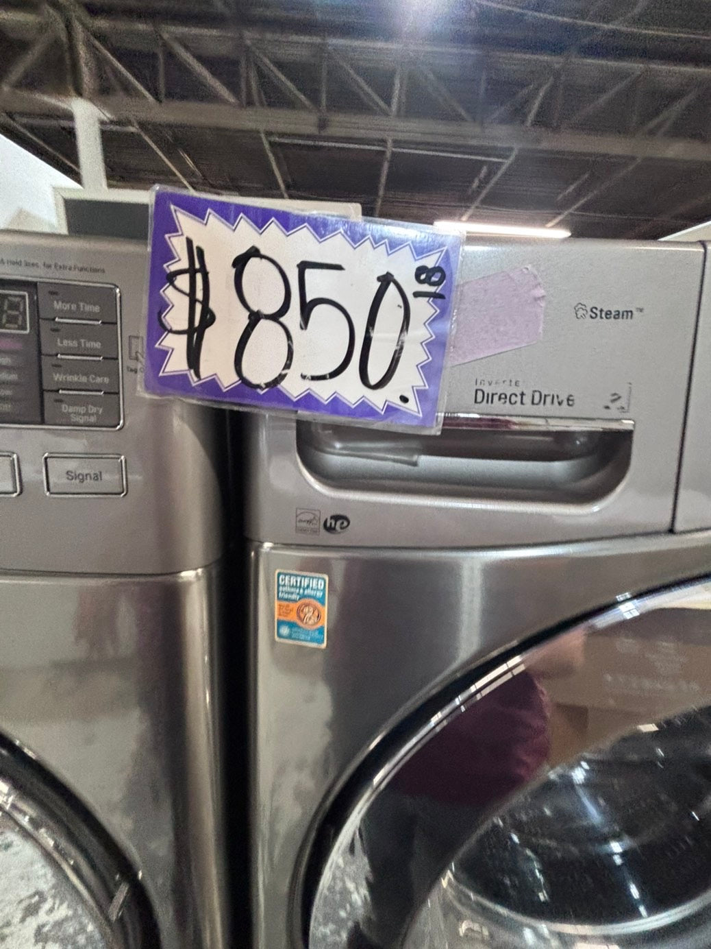 >>used- LG  Kenmore  front load washer & dryer set  electric 220v large  capacity with pedestals in gray (silver) color 27” #PS3EASET