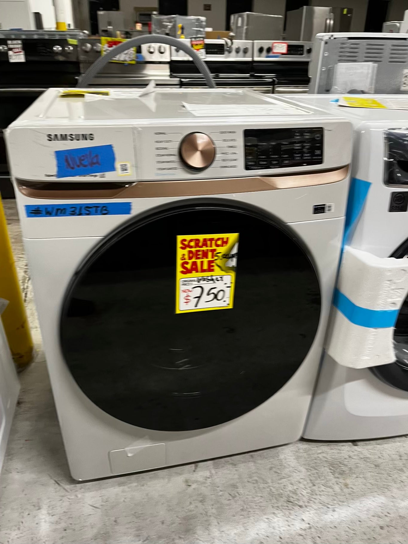 -Open Box 📦 Scratch & Dent Samsung 5 cu. ft. Extra Large Capacity Smart Front Load Washer in Ivory White with Super Speed Wash and Steam | stock number #WM315TB