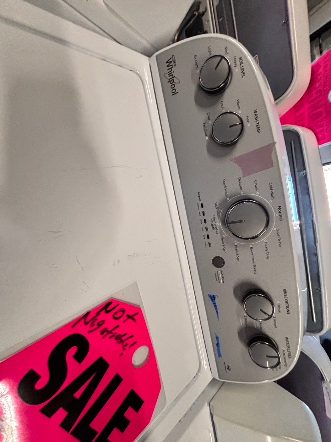 >Whirlpool Top load washing machine w agitator stainless steel drum 27" used-Refurbished #WFBZ23B