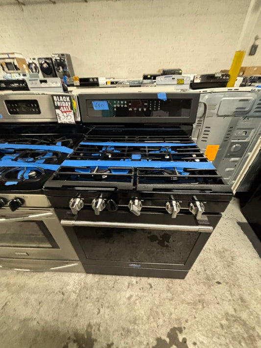 📢black Friday sale 🦃 - maytag GAS range 5 burner convection oven -bake roast broil self clean in dark stainless steel used-Refurbished 30"stock number#GMS32LB-TR