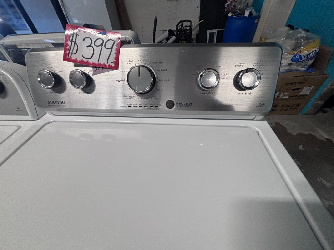 >maytag Top load washing machine large capacity w agitator Drum stainless steel 27" used-Refurbished #ASD5BL