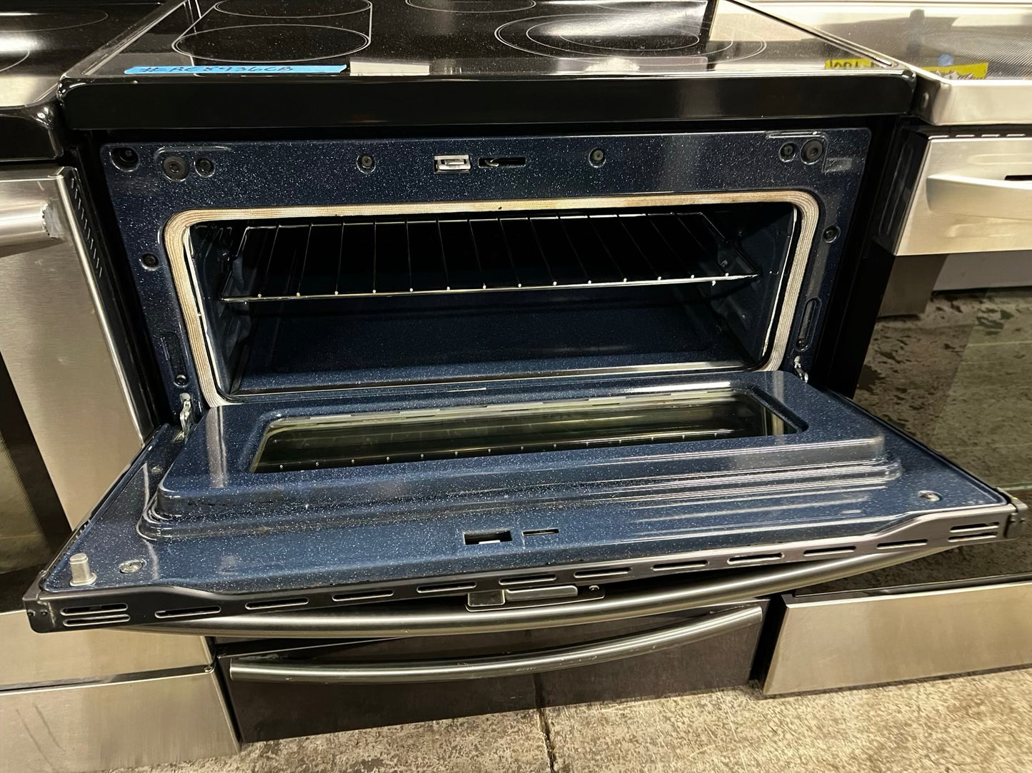 🎉 BLACK FRIDAY ⚡️ Samsung  glass top electric range double oven 220v 5 burner warm zone black stainless steel fast boil convection bake roast DEHYDRATE self clean 30" #RE8936CB