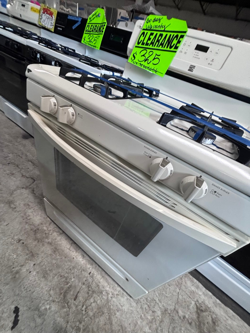}sale🔥Kenmore  Gas range 4 burner bake broil Hi/Lo self clean in off white working 💯 with warranty ,used-Refurbished 30” #KG66D7B