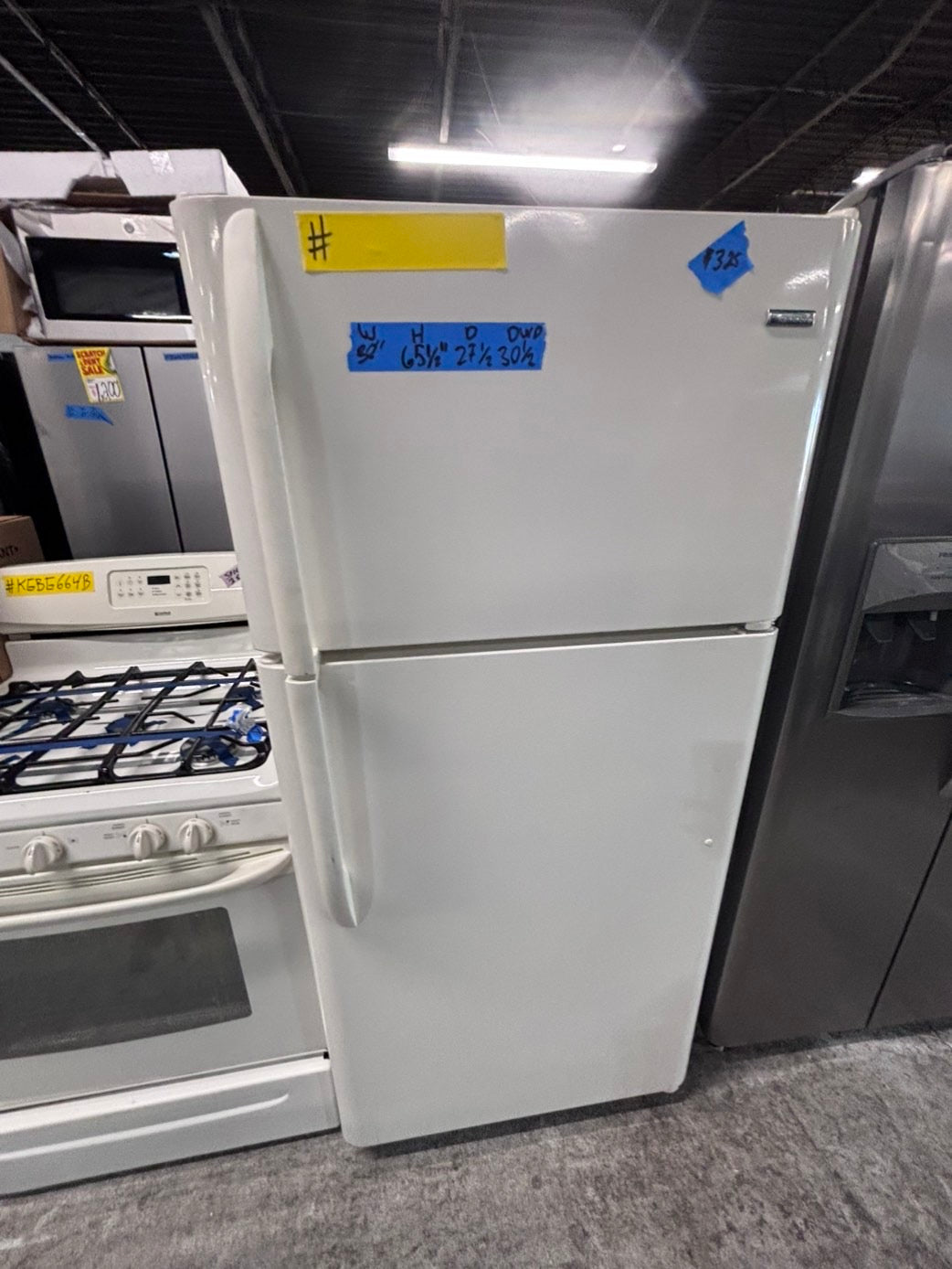 >*kenmore 30”x 66”heigth x 29depth 18cu.ft -top freezer refrigerator off white  color              -used refurbished 30” #TFBKJ6B