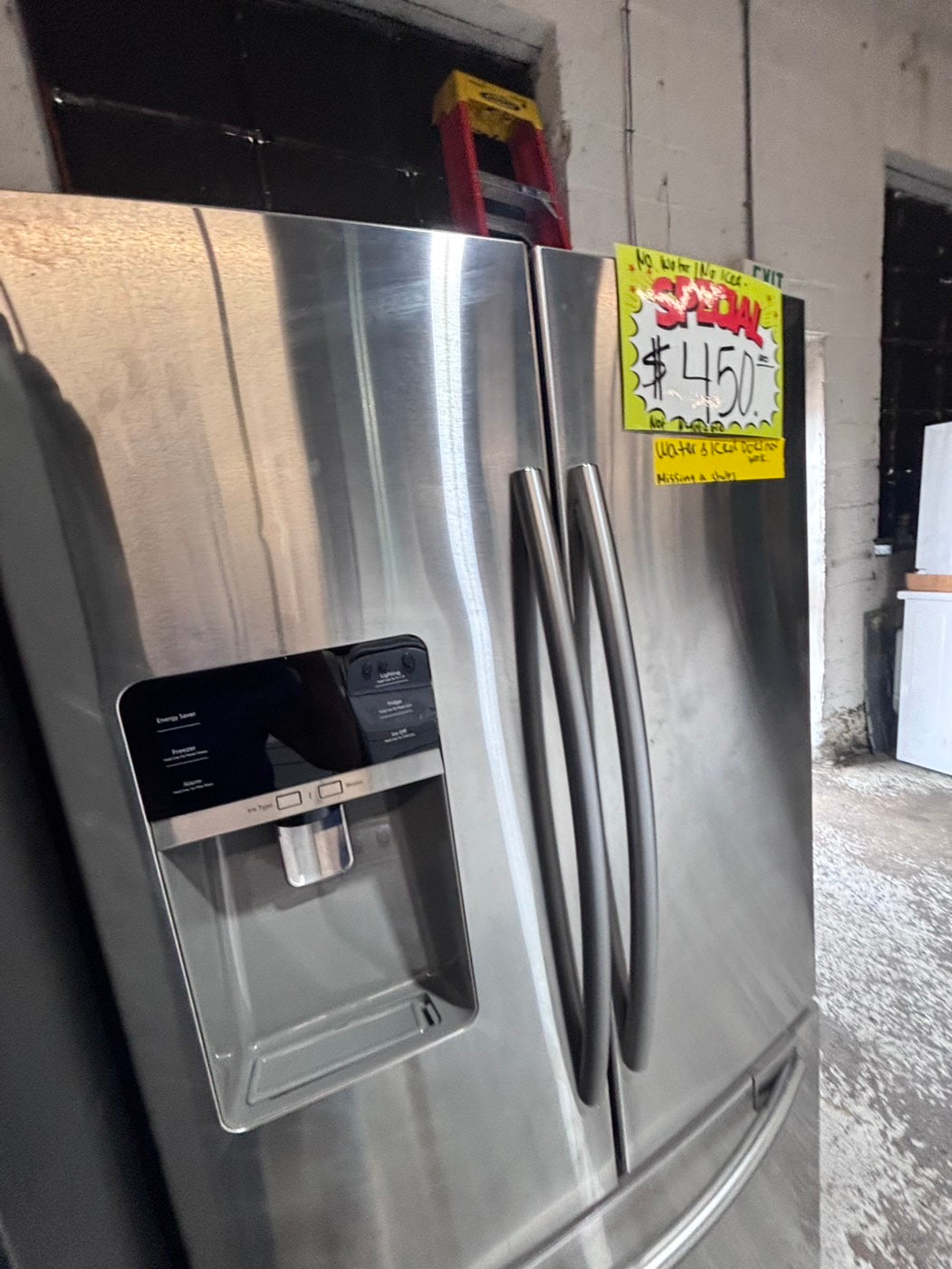 } SALE 🔥36”Samsung French doors  fridge  stainless steel ((ice maker & water doesn’t work) doesn’t affect on the others functions. #WFE15WB
