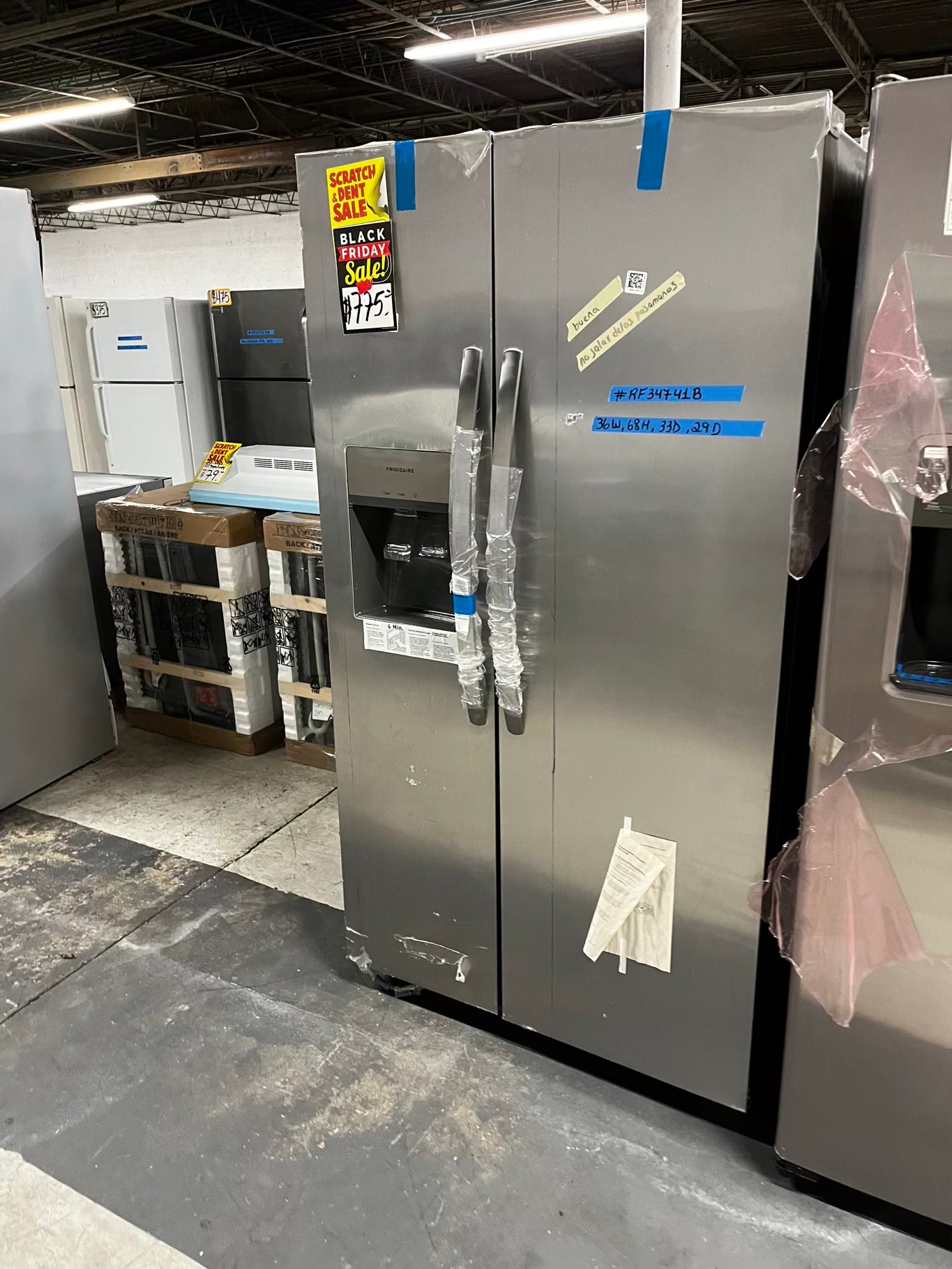 * 🎉 BlacK Friday ⚡️ Open Box 📦 | scratch & dent Frigidaire side x side  refrigerator w/ice water dispenser stainless steel 36" #RF34741B