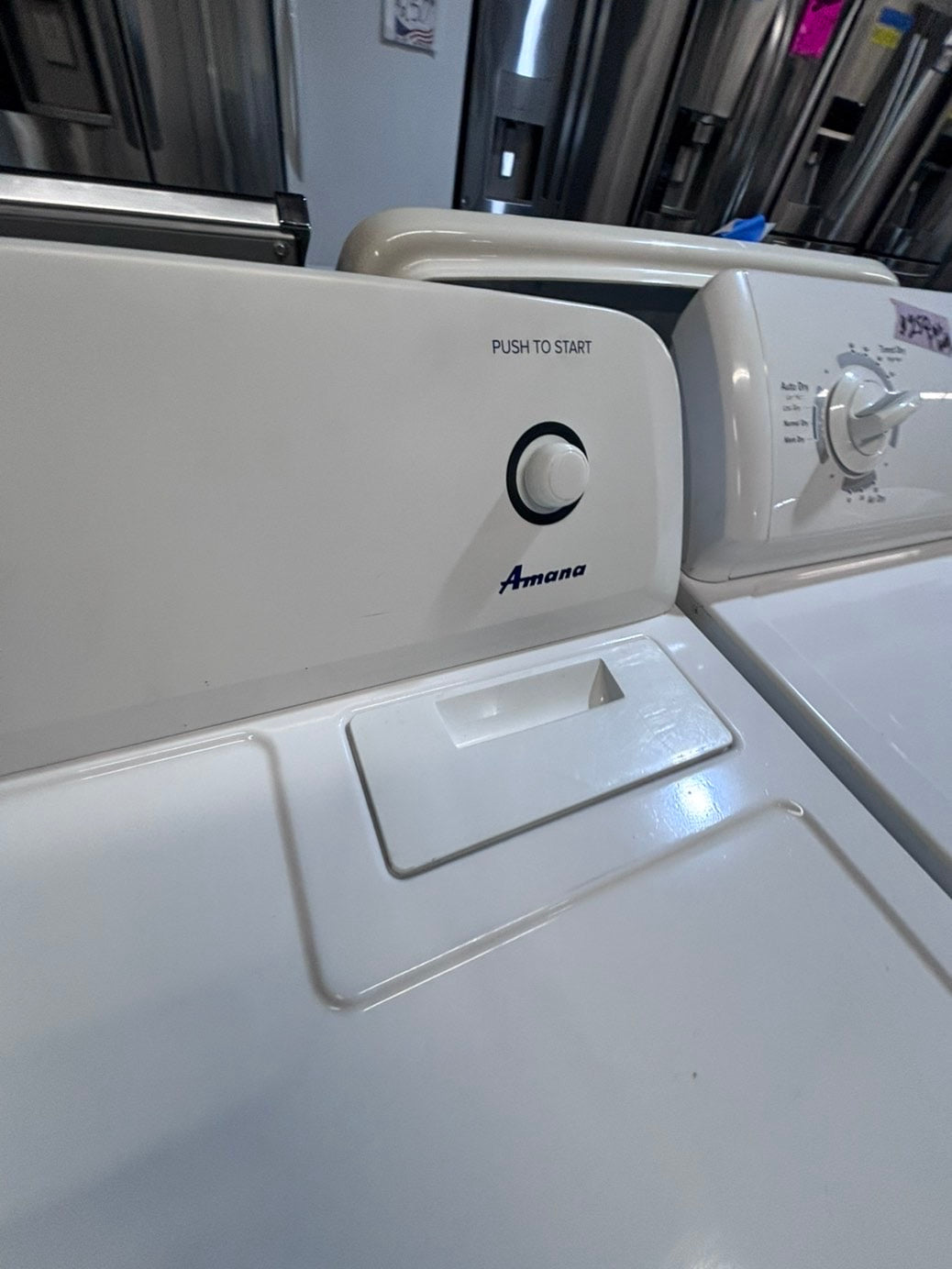 >*Amana side x side large capacity electric 220v dryer  in white 27” Refurbished #ED86ZYB