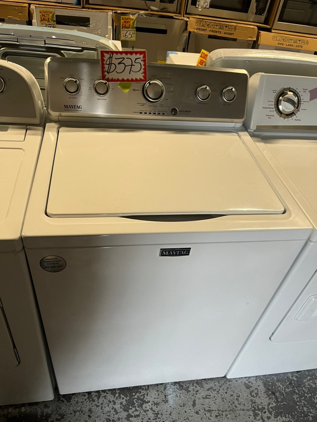 🎁Maytag 4.5 cu. ft. High-Efficiency Top load washing machine white w agitator  Stainless steel Drum 27" Refurbished-used #WMAG10B