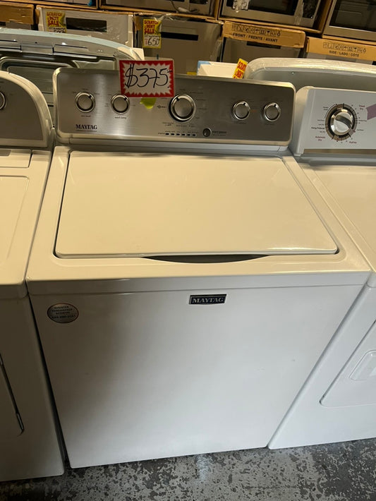 🎁Maytag 4.5 cu. ft. High-Efficiency Top load washing machine white w agitator  Stainless steel Drum 27" Refurbished-used #WMAG10B
