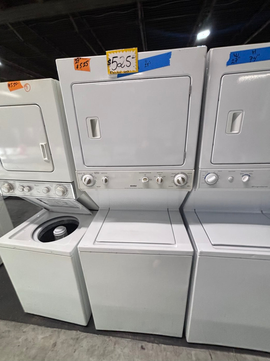 }Kenmore used-  refurbished stacked laundry center Electric 220v washer & dryer unit in white 27" #LC27K12B