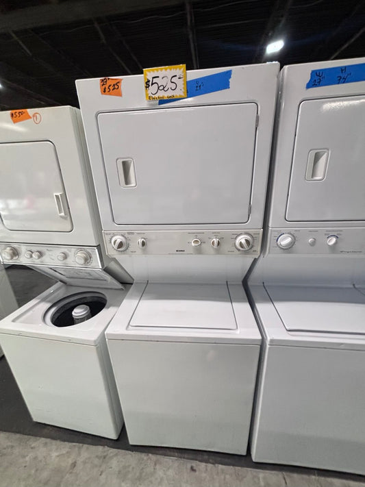 }Kenmore used-  refurbished stacked laundry center Electric 220v washer & dryer unit in white 27" #LC27K12B