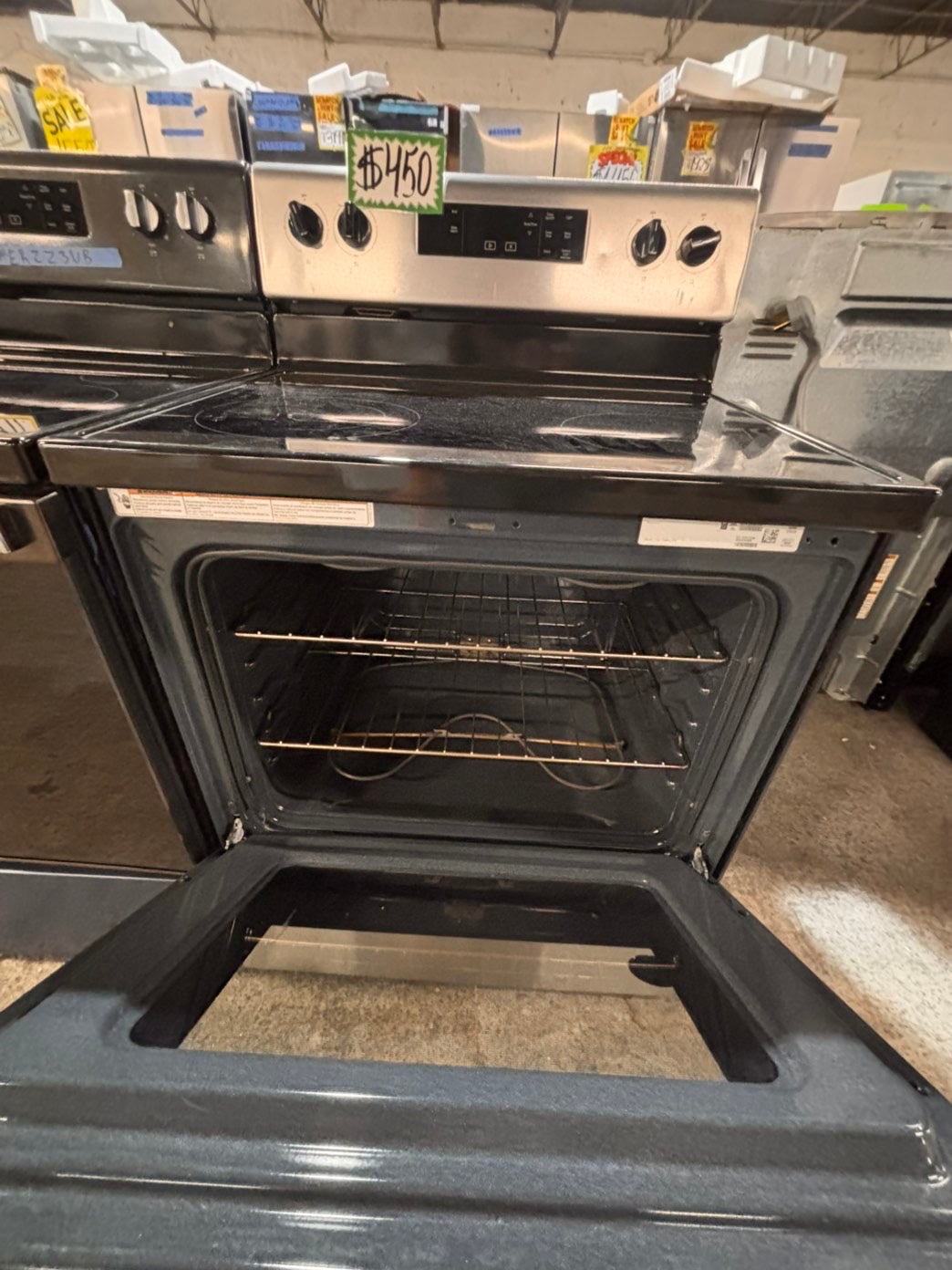 >*whirlpool electric 220v glass top range bake Broil roast self clean stainless steel 30" used-Refurbished #EWG161B