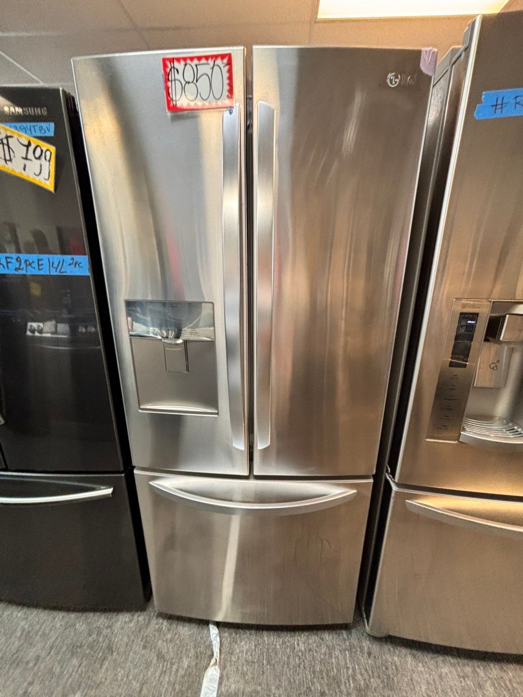 > LG 30” wide French Door Refrigerator in Stainless Steel with ice maker inside used-refurbished # RF33D2BB