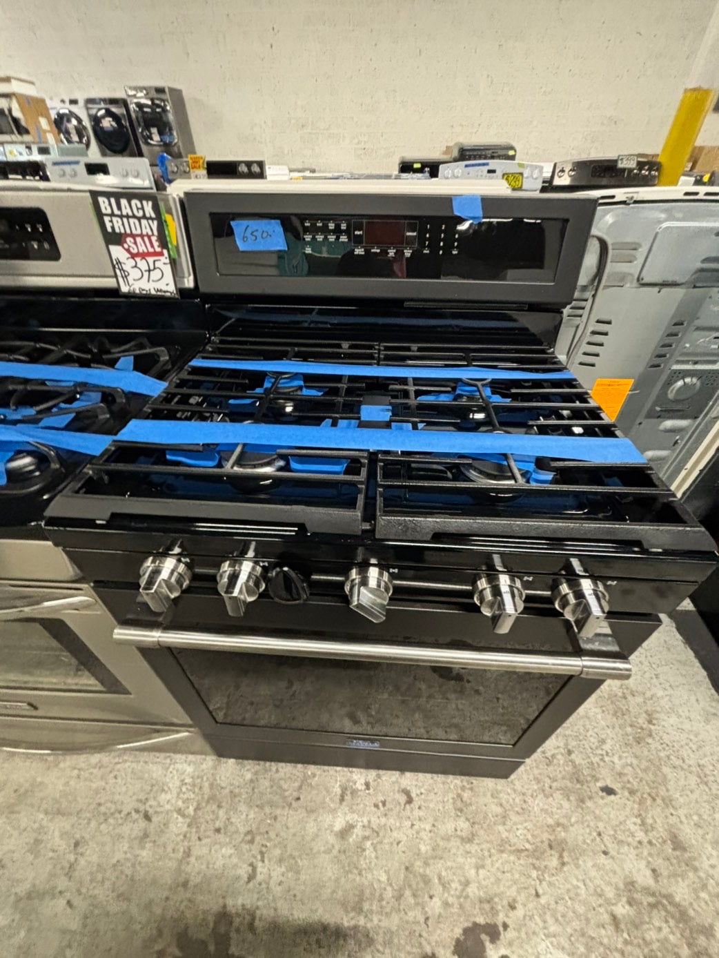 📢black Friday sale 🦃 - maytag GAS range 5 burner convection oven -bake roast broil self clean in dark stainless steel used-Refurbished 30"stock number#GMS32LB-TR