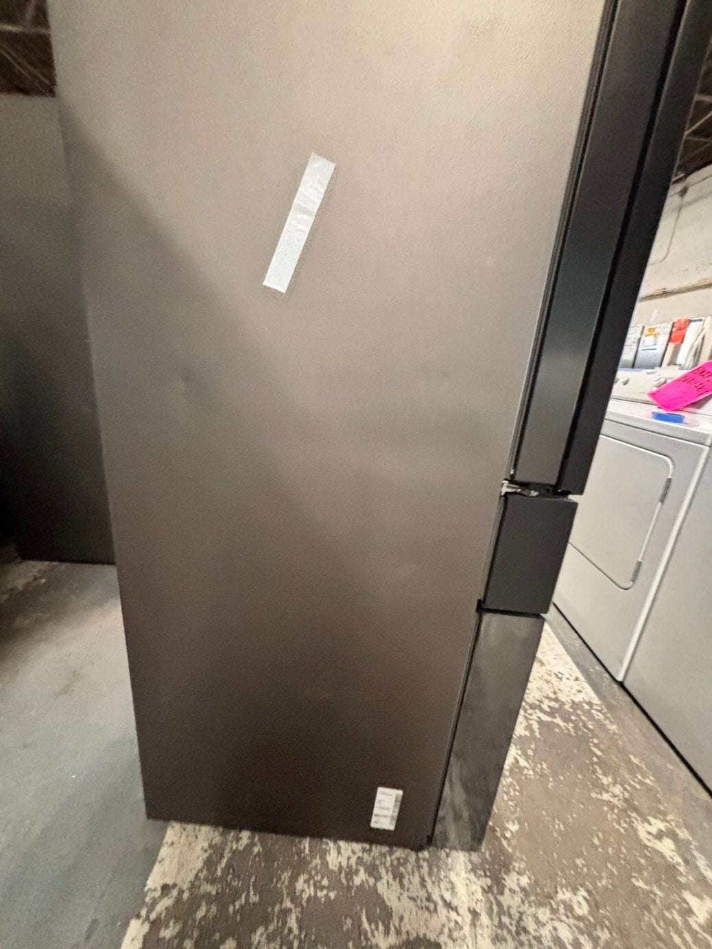 >new open box costumer return  Samsung Bespoke 23 cu. ft. Counter Depth 4-Door French Door Refrigerator in Stainless Steel with Family Hub in Charcoal Glass #RFFH1D41B