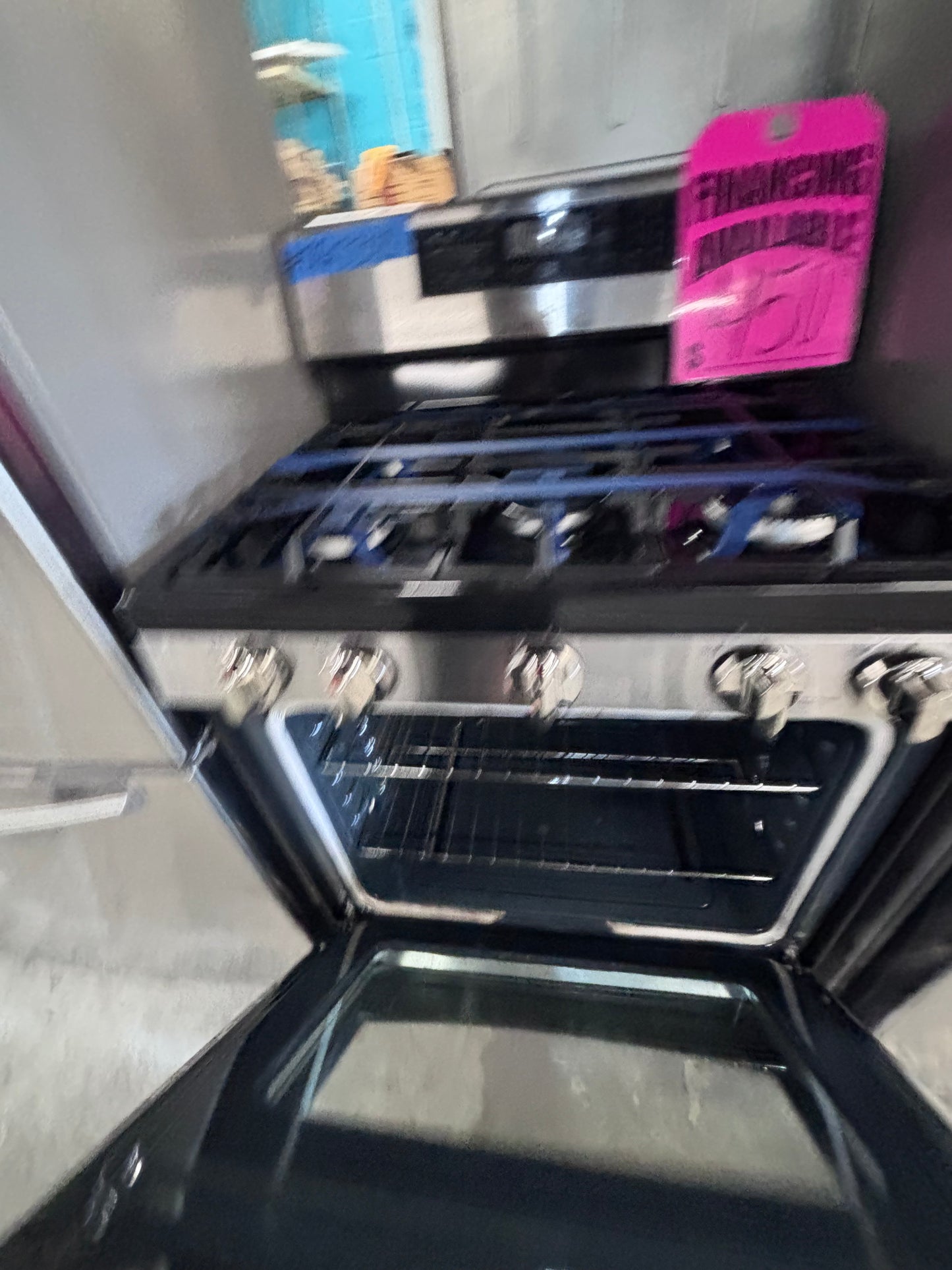 >Special 🎈2pc. Samsung Combo used refurbished -counter depth french door refrigerator 36” x 69h x 25depth ,, Samsung 36” w/ice maker & water dispenser & gas range five burners  #RFZ324CB