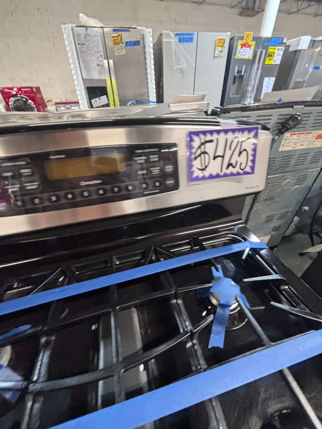 >GE  Gas range 5 burner bake broil Hi/Lo self clean in stainless steel used-Refurbished 30” #GEG1X2B