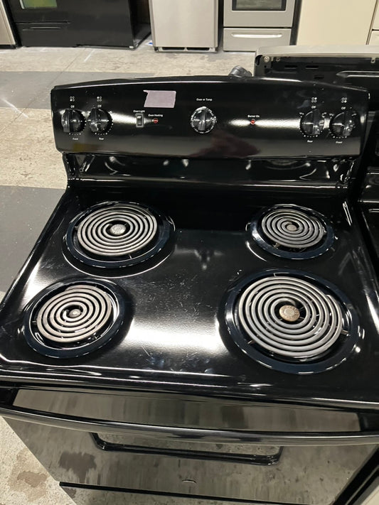 =Ge electric coil top electric range coil 220v 4 burner Refurbished bake Broil 30" Black & #ERF56VB