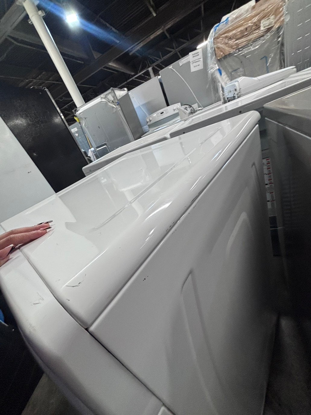 >*whirlpool sensor Dry front load stackable electric 220v dryer in white  color used-refurbished 27" #DWEY16B