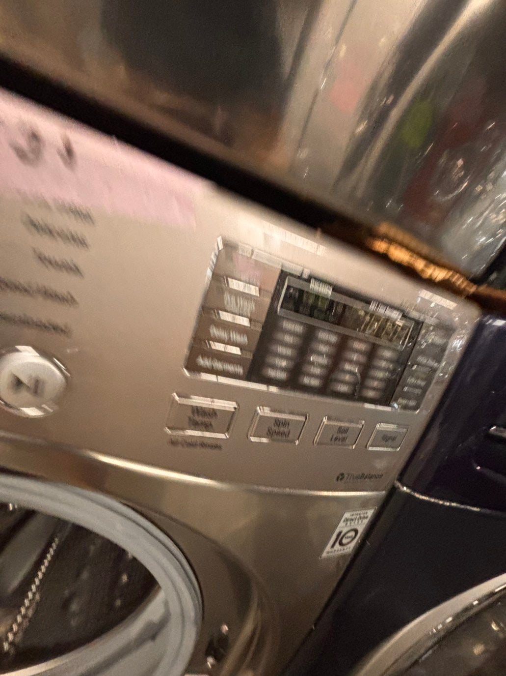 >*Used-great conditions refurbished LG steam washer 4.5cu ft & electric steam dryer 7.5 cu ft large capacity set electric 220v front load stackable or side by side - sensor dry He in silver-gray  #W9PU6SET